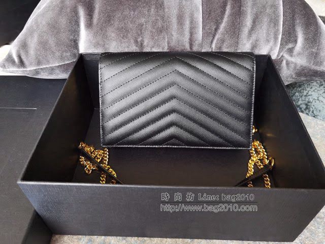 YSL爆款女士包包 聖羅蘭經典款原廠魚子醬牛皮鏈條包 YSL肩背斜挎包 393953  jjh1169